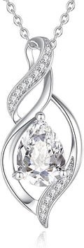 FANCIME Birthstone Necklace for Women Teardrop Necklace S925 Sterling Silver Infinity Love Birthday Gifts for Mom Women Girls, 16"+2" Inches