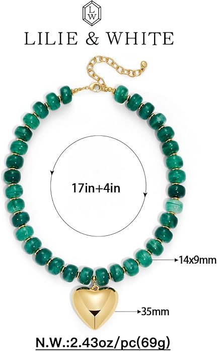 LILIE&WHITE Resin Chunky Beaded Necklace for Women Minimalistic Modern Statement Necklace Jewelry Accessories