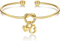 M MOOHAM Valentines Gifts for Her Teen Girls - Knot Initial Bracelets for Women Bridesmaids Proposal Gift Bridesmaid Gift Heart Initial Bracelet Friendship Bracelets Valentines Gifts for Women Sister