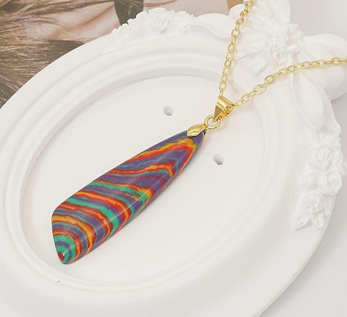 Nature Stone Necklaces for Women Boho Pendant Necklace 18K Gold Chain Necklaces