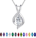 Iefil Valentines Day Gifts for Her, 925 Sterling Silver Marquise Birthstone Necklace Birthday Gifts Dainty Necklaces Birthstone Jewelry for Wife Daughter, 19"+2" Inches