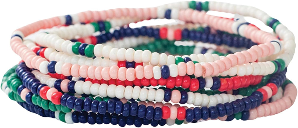 INK + ALLOY 10-Strand Stacking Beaded Bracelets for Women – Mixed Patterns Bracelet Stack - Adjustable Stretch Fit - Handmade Boho Bracelets for Women - Perfect for Any Occasion