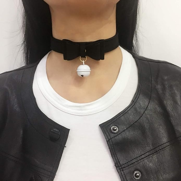 Bell Choker Collar Necklace Lolita Bow Collar Cat Kitty Velvet Necklace