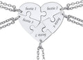 FindChic Personalized Matching BFF Necklace for 2/3/4/5/6 Puzzle Name Heart Pendant Stainless Steel Couple Necklace Set Customized Necklaces for Teen Girls