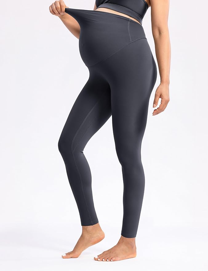 POSHDIVAH Women's Creamluxe Maternity Leggings 25"/28" Over The Belly Pregnancy Yoga Pants Active Workout Leggings