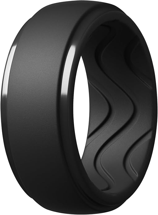 Egnaro Men's Silicone Rings 10mm Wide 2.5mm Thick, Rubber Wedding Bands with Inner Arc Ergonomic Breathable Design, 1/4/5/7 Variety Multipack