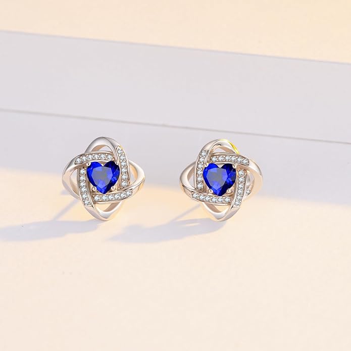 MEDWISE 925 Sterling Silver Birthstone Stud Earrings for Women Birthday Jewelry Gifts for Daughter Mother Women Valentines Day Gifts for Her