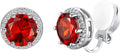 Silvora 925 Silver 8MM Cubic Zirconia Birthstone Clip On Stud Earrings Round Non Pierced Earrings For Women,Come with Box