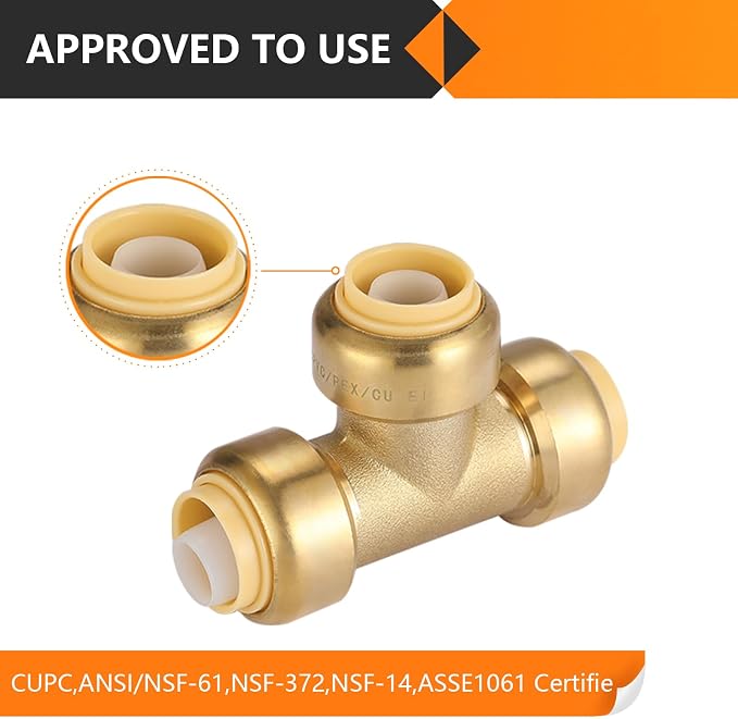 300PC HeSun 3/4" Pushfit Tee, Push to Connect Plumbing Fittings | Brass - Image 4