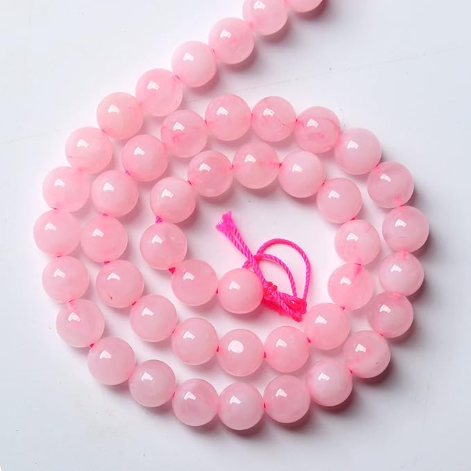 10mm 38PCS Natural Rose Quartz Beads Pink Energy Crystal Round Loose Beads for Jewelry Making DIY Bracelets 15" 38pcs