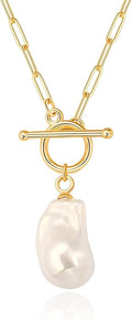 Aobei Pearl 18K Gold Plated Moon Star Lion Evil Eye Love Heart Cross Pendant Necklace Medallion Paperclip Chian Choker Layering Jewery for Women