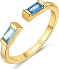 WFYOU Gold Birthstone Rings for Women - Non Tarnish Dainty 14K Gold Plated Stackable CZ Rings for Her & Couples - Personalized Jewelry Gift for Birthday