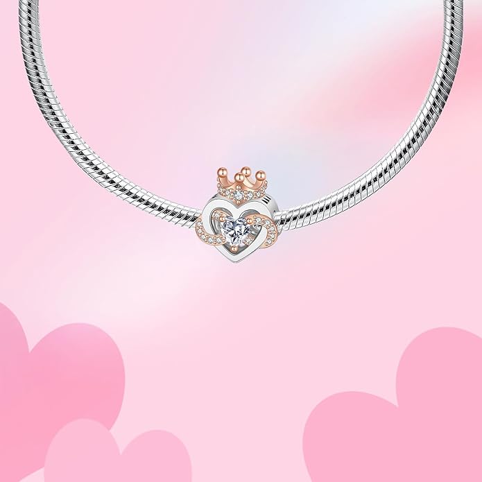Birthday Fashion Love Heart Dangle Charm 925 Sterling Silver Charms fits Bracelets and Necklace Pendant Bead Charms Jewelry Present for Women Family Friends