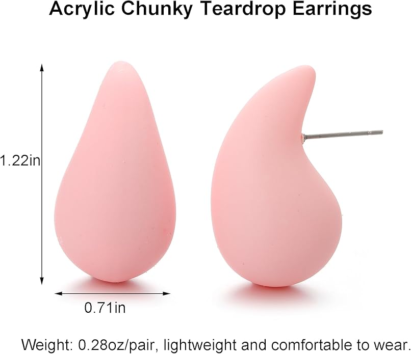 Chunky Acrylic Hoop Earrings, Lightweight Waterdrop Hoops Earrings, Hypoallergenic Trendy Jewelry for Women