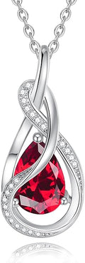 FANCIME TimelessTie Birthstone Necklace for Women White Gold Plated Sterling Silver Ribbon Design Jewelry Knot Pendant Fine Jewelry Gemstone Birthday Graduation Anniversary Valentines Day Gifts for Women Wife Mother Her