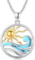 Midir&Etain Ocean Necklace 925 Sterling Silver Blue Opal Necklace Starfish/Flip Flop/Shark Pendant Beach Ocean Jewelry for Women