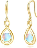 FANCIME Valentines Day Gift Dangle Drop Earrings 925 Sterling Silver Dainty Infinity Round Gemstone Birthstone Jewelry Birthday Gifts for Her Women