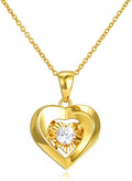 Real 18k Gold Heart Necklace for Women, Fine Cubic Zirconia Love Jewelry Gifts for Her (18kt Gold Chain 16+2 inch)