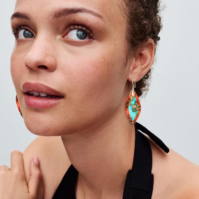 Natural Stone Earrings Multishape Dangle Drop Earrings Boho Stone Earring for Women