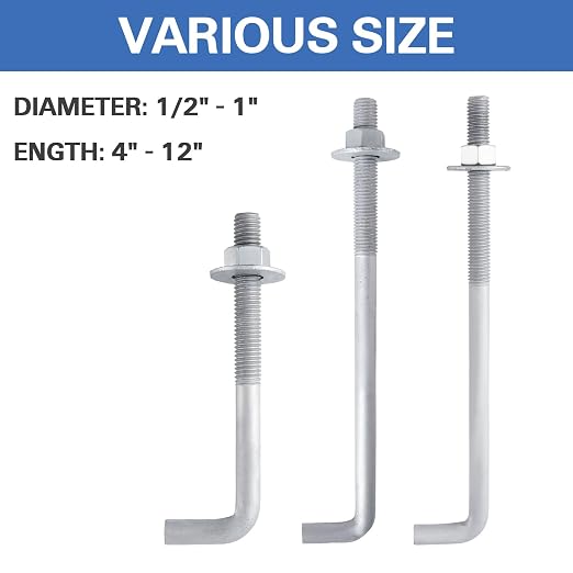 5/8” x 12” Concrete Anchor Bolts L Shaped, Hot-Dip Galvanized - Image 5