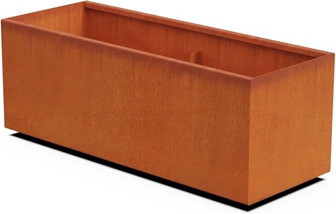 Large Rectangular Planters for Outdoor Plants – 48x18x18 Corten Steel Planter by Plantercraft
