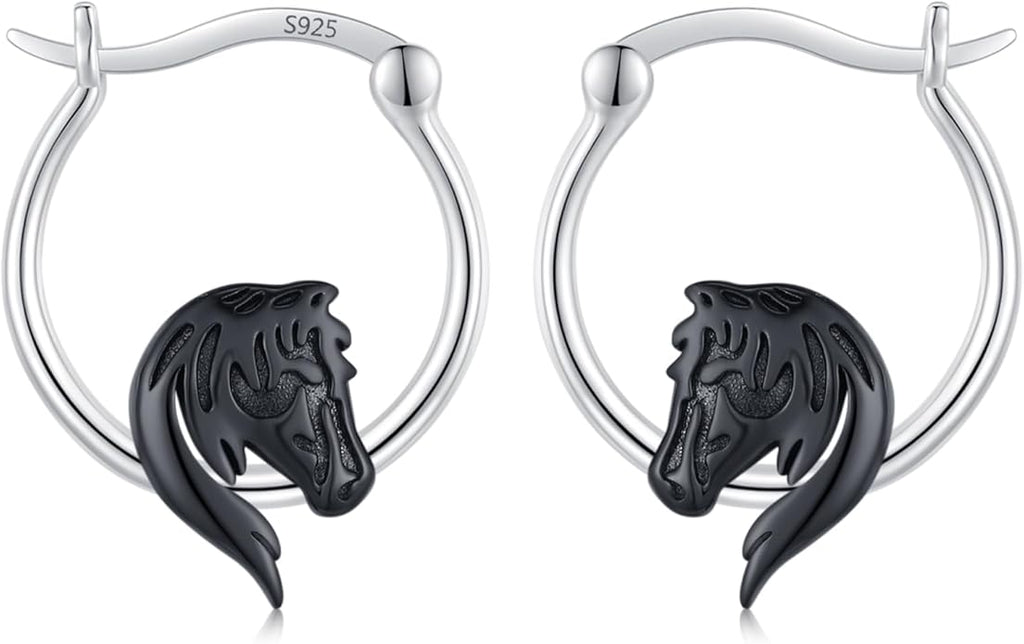 JUSTKIDSTOY Hypoallergenic Panda/Unicorn/Hummingbird/Dolphin Hoop Earrings for Women 925 Sterling Silver Animal Huggie Hoop Earrings Jewelry Gifts for Sensitive Ears