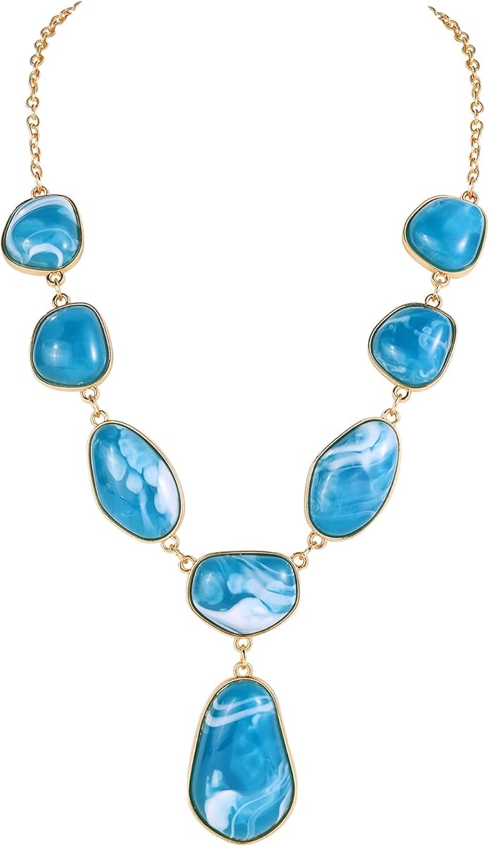 Bocar Bubble Chunky Necklace Alloy Necklace Resin Statement Pendant Necklace for Women