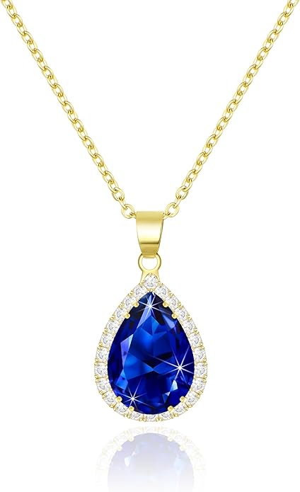 Linawe Crystal Chain Necklace for Women Trendy, Imitation Diamond Pendant, Statement Cubic Zirconia Boho Jewelry Set, 14K Gold/Rose Gold/Silver Birthstone Necklace