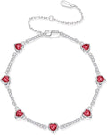 Iefil Valentines Day Gifts for Her - 925 Sterling Silver Heart Charm Link Bracelet, Anniversary Birthday Gifts for Women Wife Mom Girlfriend Daughter, 6"+2"