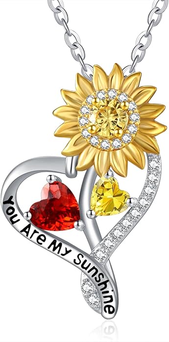 Valentine's Day Gifts for Wife 925 Sterling Silver Double Birthstone Pendant Necklaces I Love You for Always and Forever Necklace Anniversary Birthday Gifts for Wife Girlfriend Mom Her