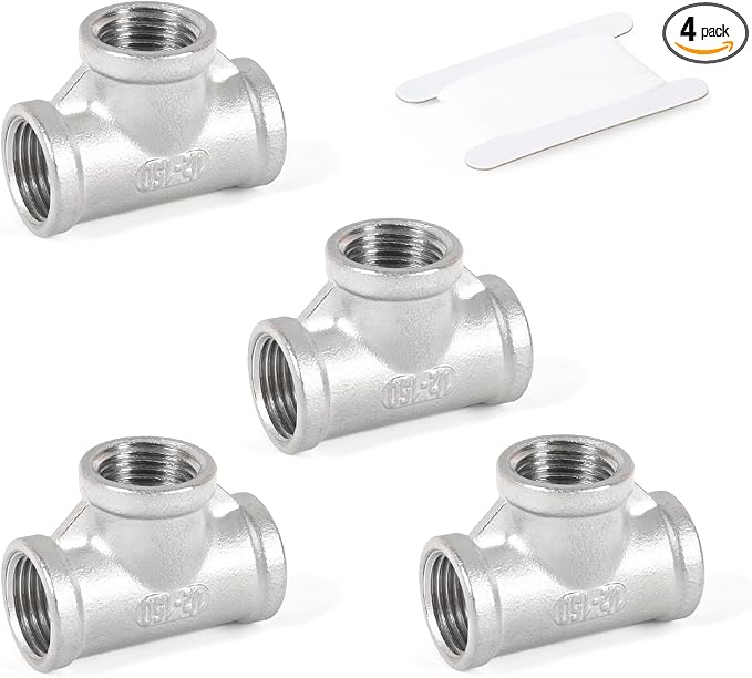 Pipe Fittings 304 Stainless Steel Tee Pipe Fittings 1/2" x 1/2" x 1/2" NPT by Kodilin