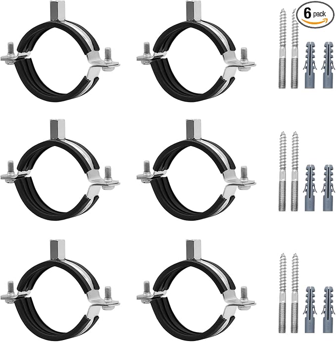 6 Pcs 1.9-2 Inch Split Ring Pipe Hanger, 47-51mm Heavy Duty Adjustable Pipe by AKIHISA