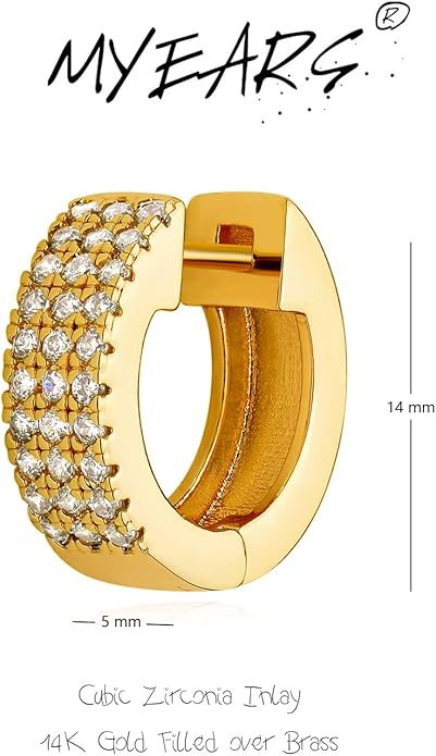 MYEARS Women Earrings Gold Huggie Hoop Ear Stud Cuff 14K Small Simple Hypoallergenic Everyday Jewelry