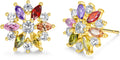 VONSSY Colorful Snowflake Pendant Necklace Earrings Rose Gold 5A Cubic Zirconia | Crystal Sweater Chain | Multi Gemstone Garnet Amethyst Morganite Peridot Prom Rhinestone Necklaces for Women Vintage Stylish Gift