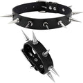 Eigso Vintage Punk Goth Studded Rivet Pu Leather Collar Choker Necklace with Spikes Adjustable