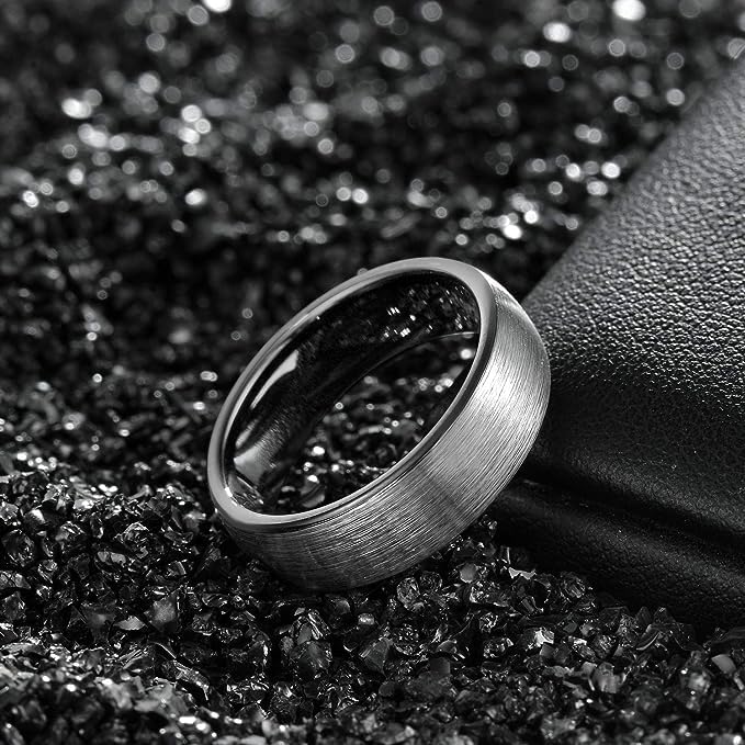 TRUMIUM 4mm 6mm 8mm Tungsten Rings for Men Women Engagement Wedding Band Brushed Black Comfort Fit Size 4-15