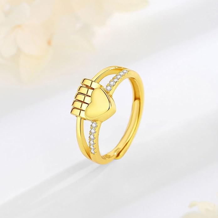 Vito 925 Sterling Silver Fidget Anxiety Ring for Women, Adjustable Open Spinner Ring Stress Relief Ring Stacking Band Anillos Jewelry Gift for Mom Daughter