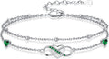 Anklet for Women 925 Sterling Silver Double Infinity Ankle Bracelet Waterproof Summer Jewelry Anniversary Birthday Gifts for Her