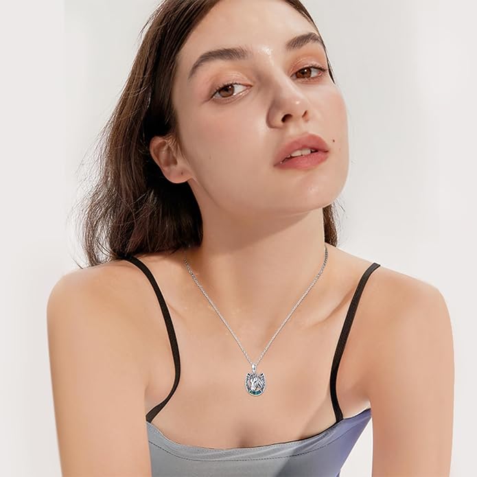 Western Cowboy Necklace 925 Sterling Silver Horseshoe Pendant Western Jewelry Cowgirl Gifts for Women Girlfriend Cowboy Cowgirl