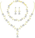 GZWHD Wedding Jewelry Sets for Bride Bridesmaid Women Cubic Zirconia Necklace Earrings Bracelet Set Gift for Mother Friend Wife Daughter Sister Party Prom Jewelry