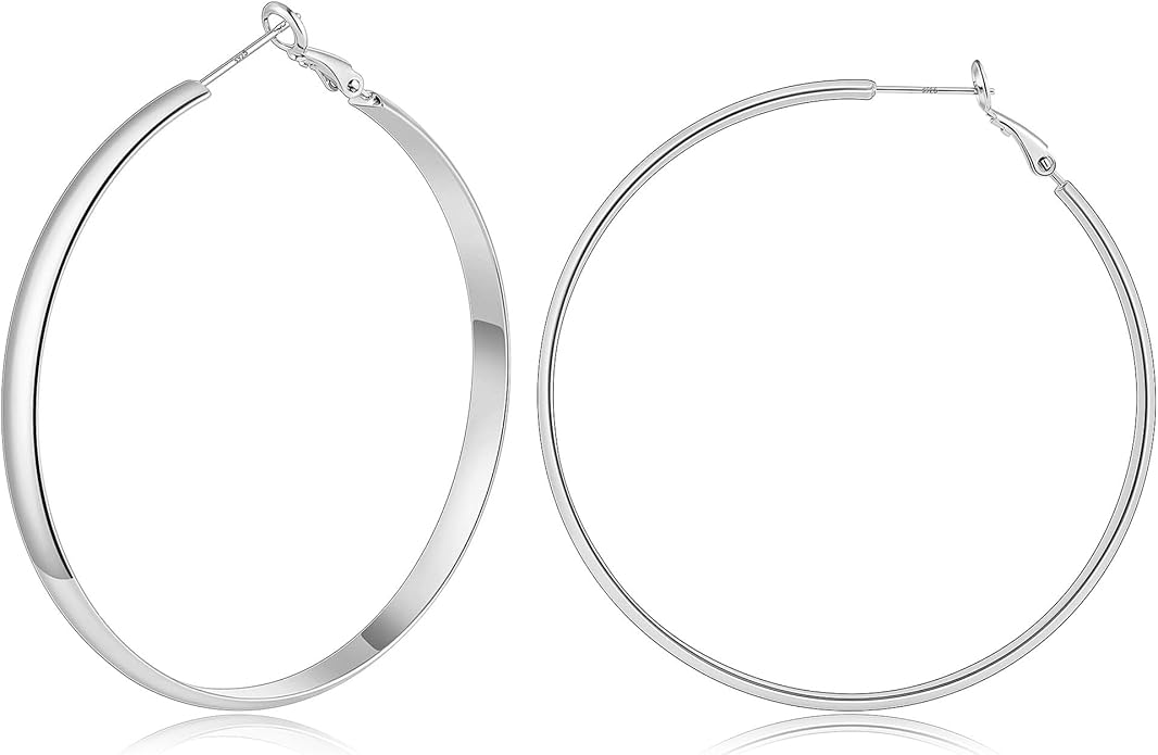 Gacimy 14K Gold Plated Hoop Earrings for Women, 14k Real Gold Plated with 925 Sterling Silver Post, Hypoallergenic Lightweight Thick Hoops Earrings for Women Trendy