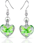 Murano Inspired Glass Hearts and Flowers Hypoallergenic Earrings with stainless steel French ear hooks