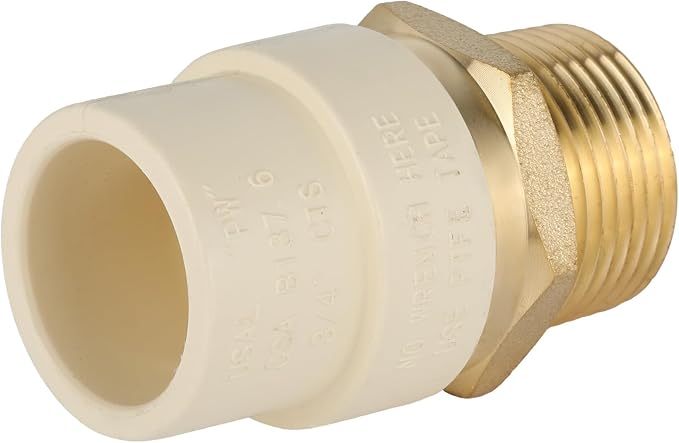 EFIELD 3/4"CPVC X 3/4"Male Thread NPT Transition Coupling, Brass Adapter Pipe - Image 4