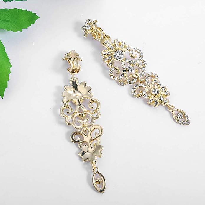 mecresh Gold/Silver Rhinestone Chandelier Wedding Bridal Dangle Earrings