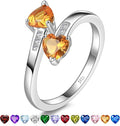 1CT Adjustable Women Heart Ring 925 Sterling Silver Birthstone Rings for Women Promise Ring for her Simulated Gemstone Statement Stackable Band Width 2mm Open Size 5~9