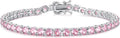 FANCIME Birthstone Bracelet Sterling Silver Gemstone Tennis Bracelets Fine Jewelry Wedding Bridal Prom Birthday Gift for Women Her, Length 7.2 Inch Width 4mm