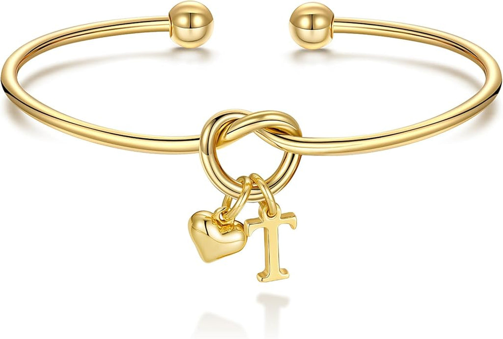 M MOOHAM Valentines Gifts for Her Teen Girls - Knot Initial Bracelets for Women Bridesmaids Proposal Gift Bridesmaid Gift Heart Initial Bracelet Friendship Bracelets Valentines Gifts for Women Sister