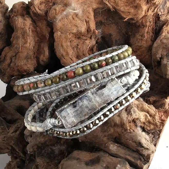 ZOSOJONA Women Wrap Bracelets Boho Natural Stone Jasper Turquoises Strand Bracelet Jewelry Collection