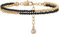 MYEARS Women Beaded Bracelet Gold Double Layer Gemstone 14K Simple Dainty Handmade Chain Everyday Boho Beach Jewelry