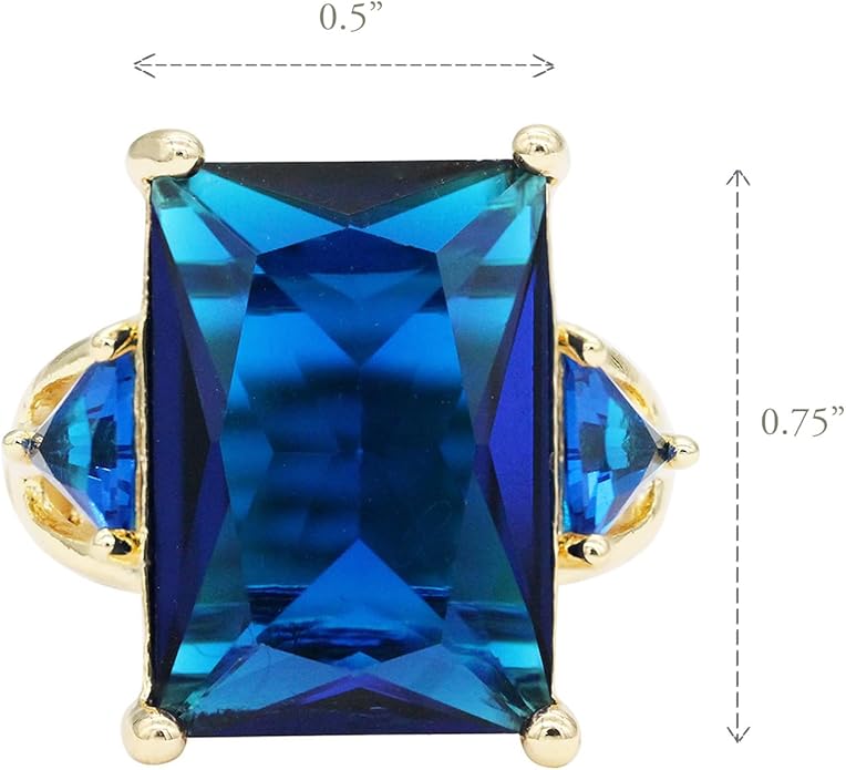 Lavencious Big Bold Radiant CZ Stones Stretch Rings for Women Size for 7-9